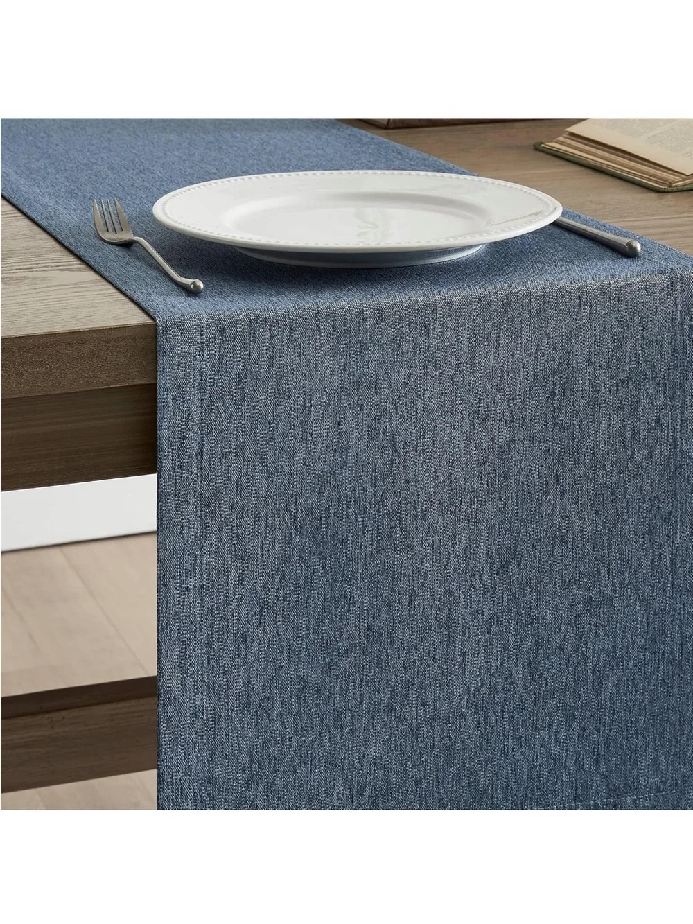 NEW Linen Style Table Runner, 14 x 48 Inch Navy Blue, Rustic Farmhouse